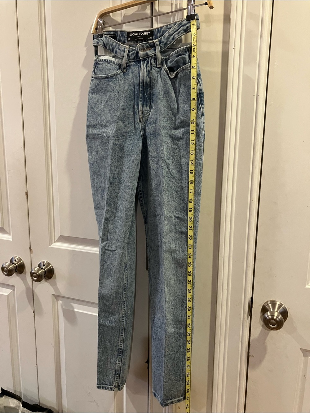 Social Tourist High-Rise Light Wash Paperbag Jeans